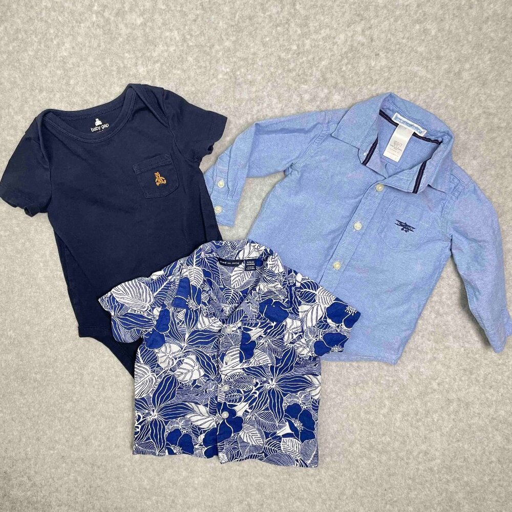 BLUE Infant Boys Bundle JANIE and JACK Shirts and Baby Gap Size 6-12 Months